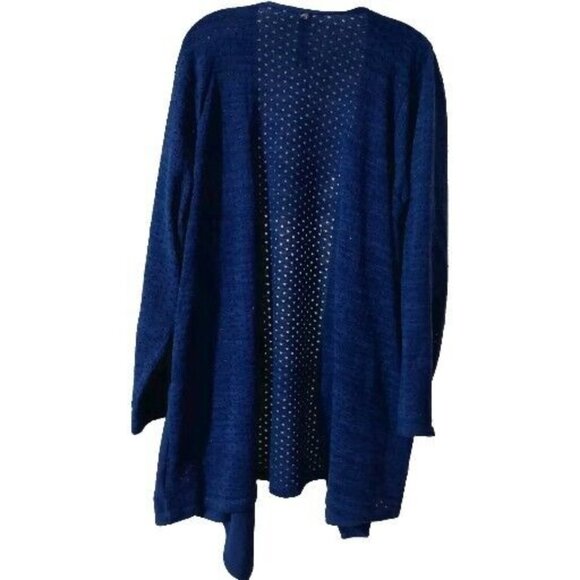 Melissa McCarthy Seven7 Size Small 2X Cardigan Blue Open Drape Front Long Sleeve - Picture 2 of 9